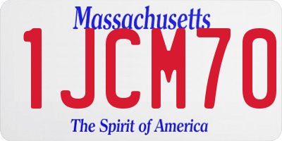 MA license plate 1JCM70