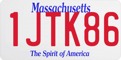 MA license plate 1JTK86