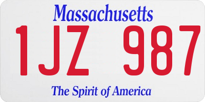 MA license plate 1JZ987