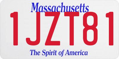 MA license plate 1JZT81