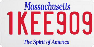 MA license plate 1KEE909