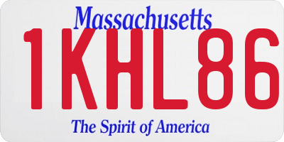 MA license plate 1KHL86