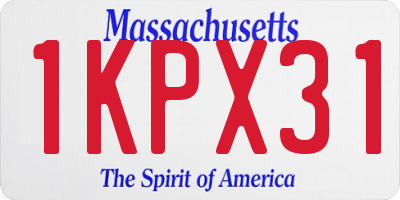 MA license plate 1KPX31