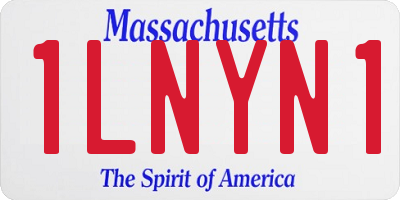 MA license plate 1LNYN1