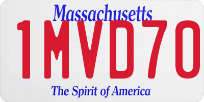 MA license plate 1MVD70