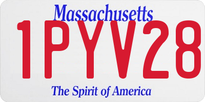 MA license plate 1PYV28