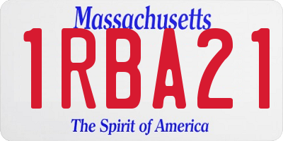 MA license plate 1RBA21