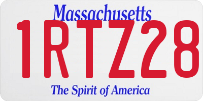 MA license plate 1RTZ28