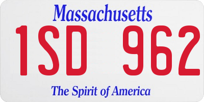 MA license plate 1SD962