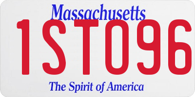 MA license plate 1STO96