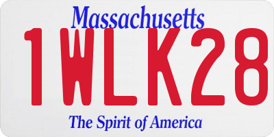 MA license plate 1WLK28