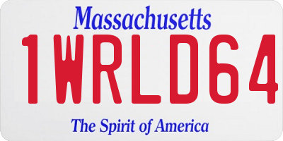 MA license plate 1WRLD64