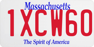 MA license plate 1XCW60