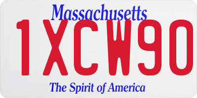 MA license plate 1XCW90