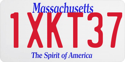 MA license plate 1XKT37