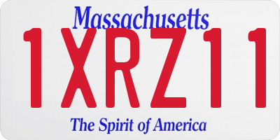 MA license plate 1XRZ11