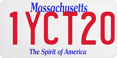 MA license plate 1YCT20