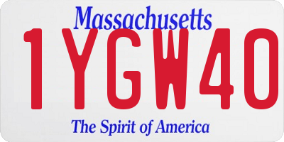 MA license plate 1YGW40