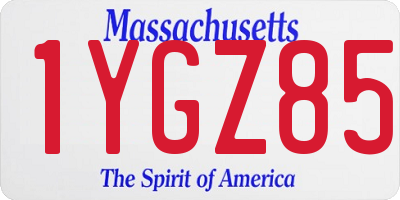 MA license plate 1YGZ85