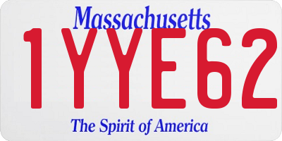 MA license plate 1YYE62