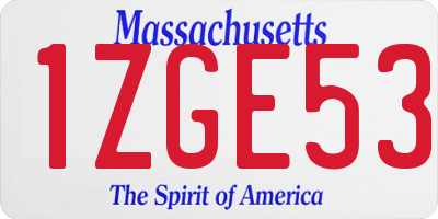 MA license plate 1ZGE53