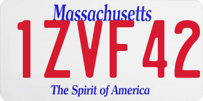 MA license plate 1ZVF42