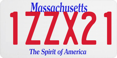 MA license plate 1ZZX21