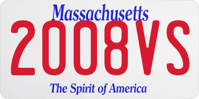 MA license plate 2008VS