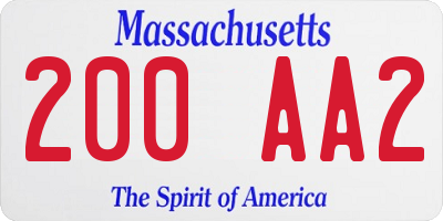 MA license plate 200AA2