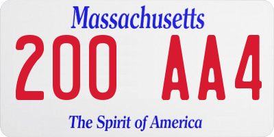 MA license plate 200AA4
