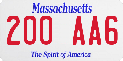 MA license plate 200AA6