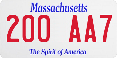 MA license plate 200AA7