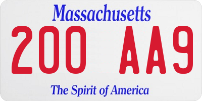 MA license plate 200AA9