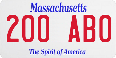 MA license plate 200AB0