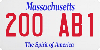 MA license plate 200AB1