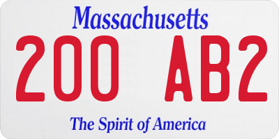 MA license plate 200AB2