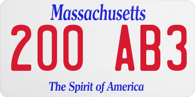 MA license plate 200AB3