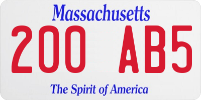 MA license plate 200AB5