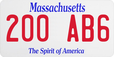 MA license plate 200AB6