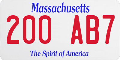 MA license plate 200AB7