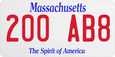 MA license plate 200AB8