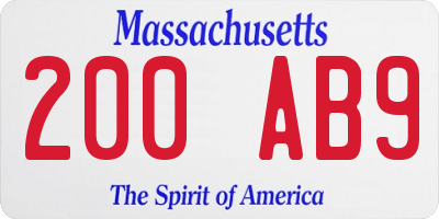 MA license plate 200AB9