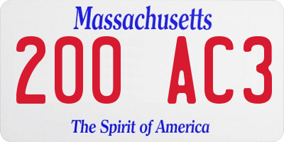 MA license plate 200AC3