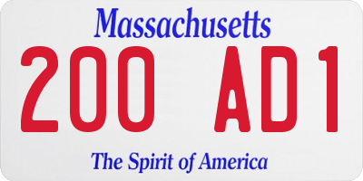 MA license plate 200AD1