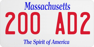 MA license plate 200AD2