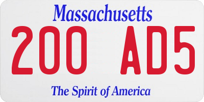 MA license plate 200AD5