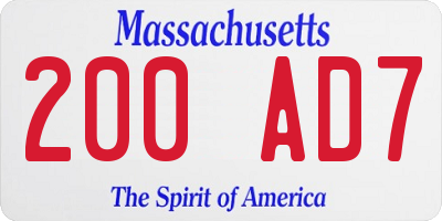 MA license plate 200AD7