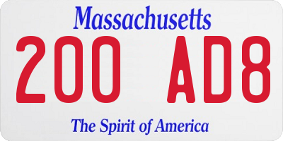 MA license plate 200AD8