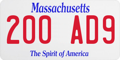 MA license plate 200AD9