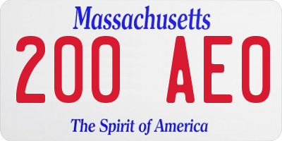 MA license plate 200AE0